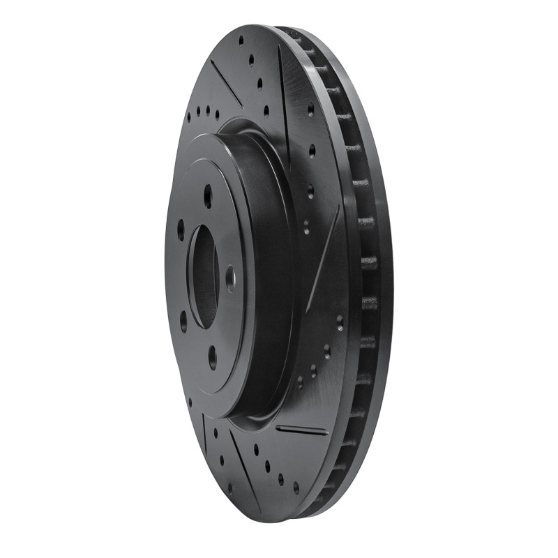 Chrysler 300 Brake Rotor (1) - Front Right - R1 Concepts - Drilled & Slotted - Black - `05-`23